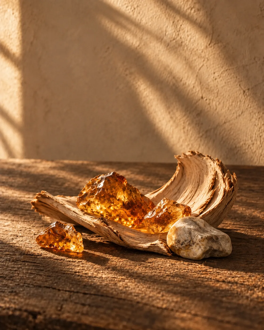 Amberwood and ambergris in warm afternoon light