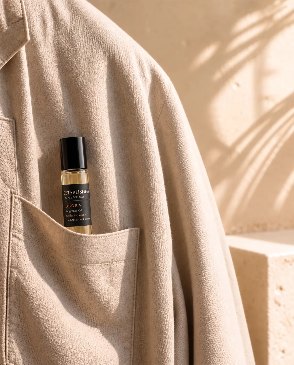 Established in the breast pocket of a linen jacket