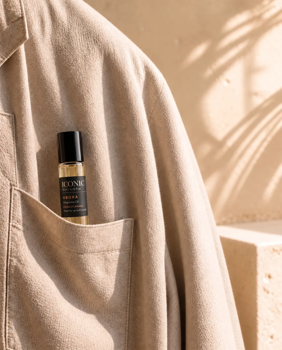 Iconic in the breast pocket of a linen jacket