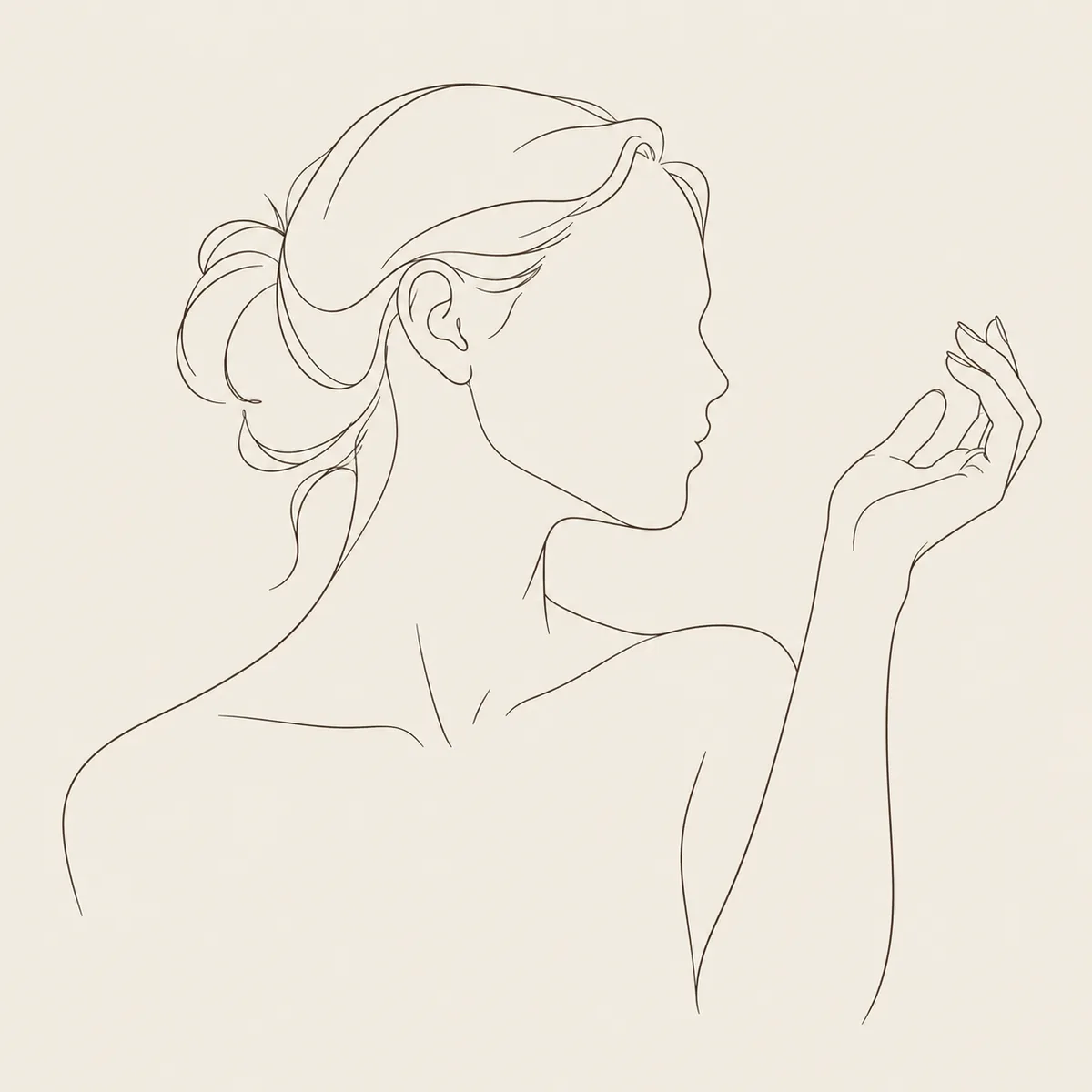 Line drawing of the pulse points: behind the ear, the lower neck, the chest and the inner wrist