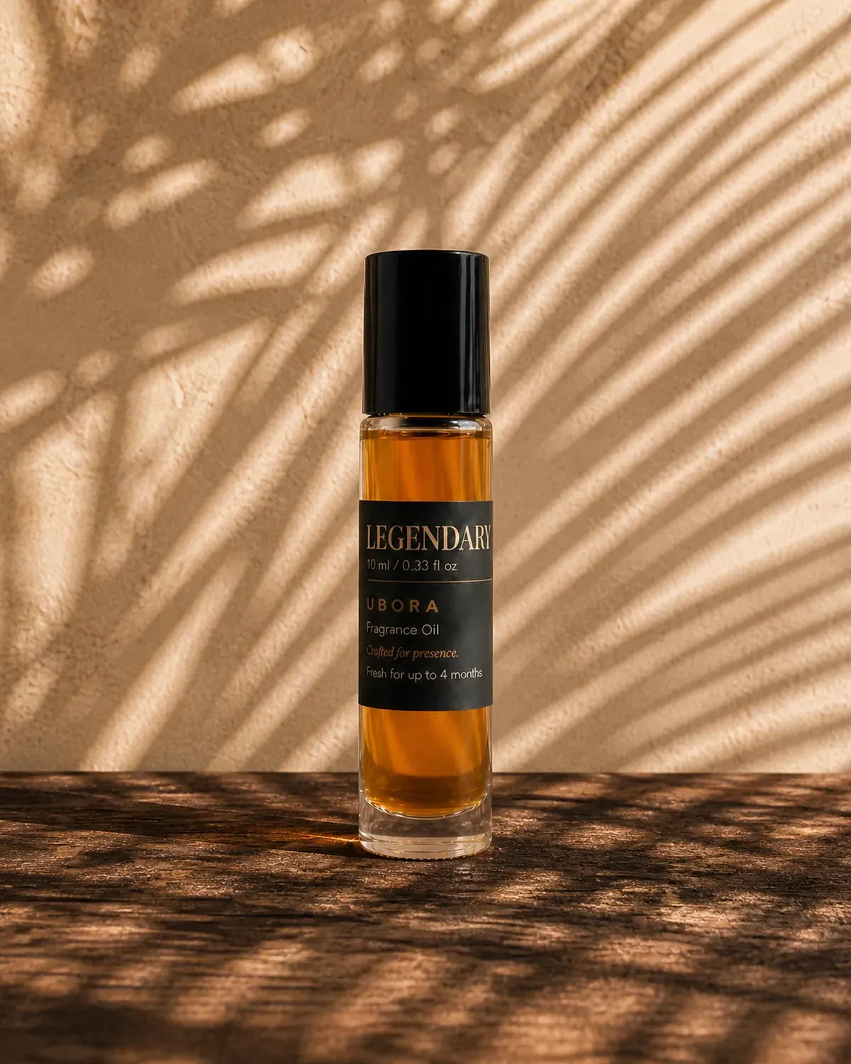 UBORA Legendary fragrance oil in strong midday light