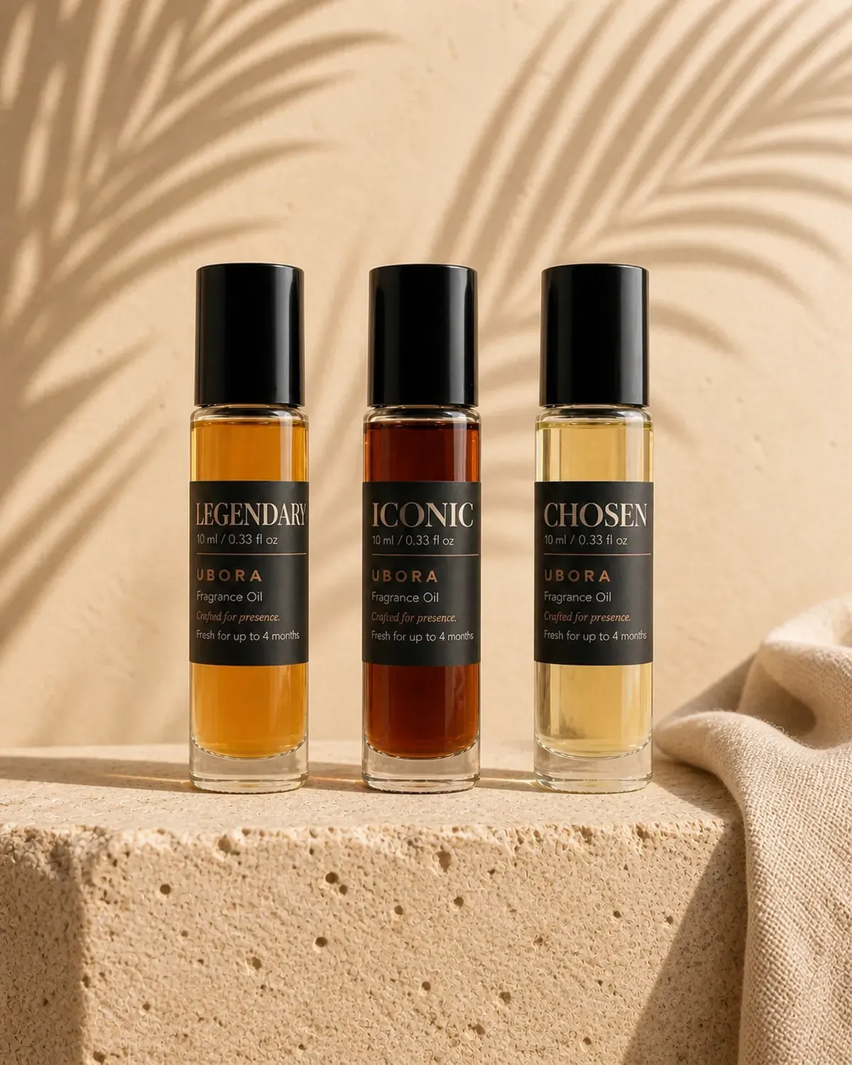 Three UBORA fragrances from the men's collection